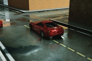 Photoreal wet asphalt with VRay