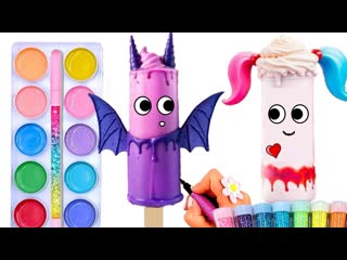 🔮Magic Halloween💎BABY Vampire and Harley Quinn (Easy Tutorial) ✨ Dream Drawing with GLITTER