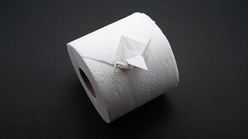 ORIGAMI TOILET PAPER CRANE ( Jo Nakashima) April fools day,