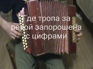 Где тропа за рекой запорошена с нотами в цифрах