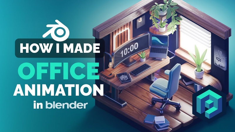 Home Office Animation in Blender 3 D Modeling Process, Polygon
