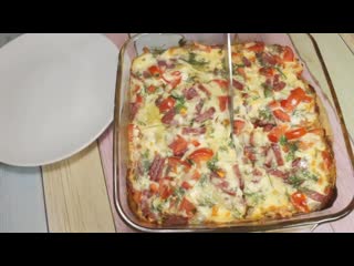 Картофель, сыр, колбаса и томат