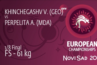 1/8 FS - 61 kg: V. KHINCHEGASHV (GEO) df. A. PERPELITA (MDA), 5-1